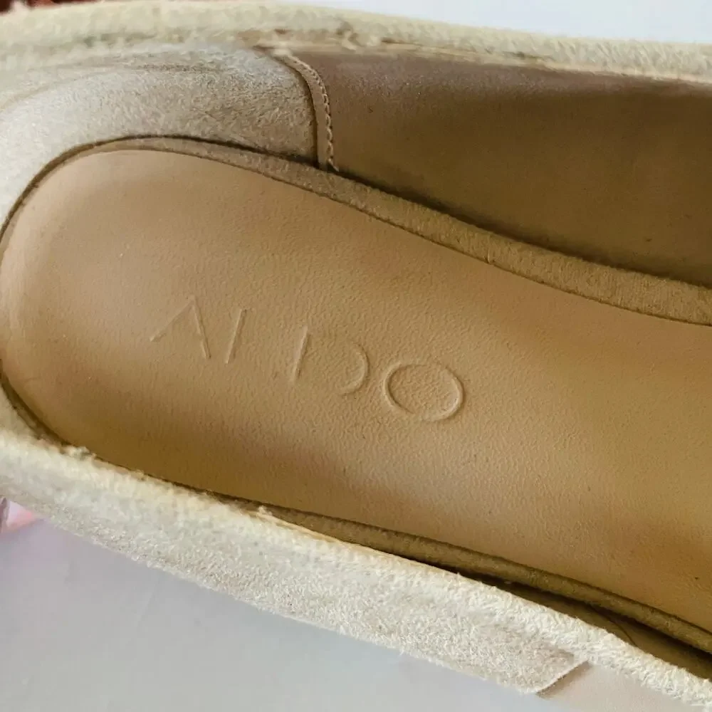 Aldo Cream Round Toe Flat Loafers Shoe 6